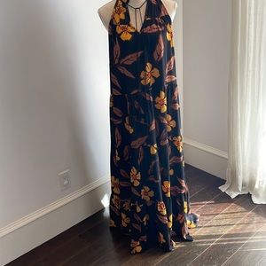 Super Cool Flowey Maxi Dress with Fringe Neck Tie